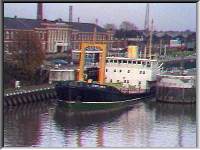 A ship leaving Lachford Lock