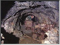 Abandoned mine trucks on the 40 yard level